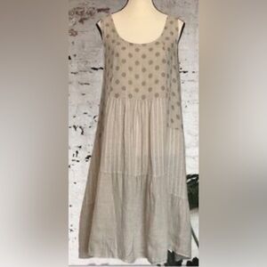 MARTINA INNOCENTI Sz S Oversized Tiered Polka Dots Made in Italy Linen Dress
